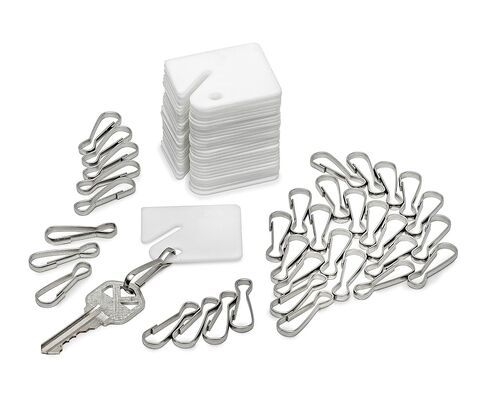 AdirOffice White Hanging Key Tags - Durable Plastic Tag with Metal Snap Hook - Uniform Colored Key Identification for Home & Office (30 Pack) in Kuwait