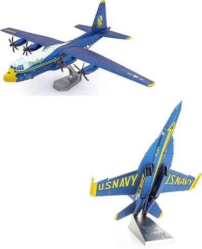 Fascinations Metal Earth Premium Series 3D Metal Models Bundle Set of 2 Kits - Blue Angels C-130 Hercules Fat Albert and F/A-18 Super Hornet in Kuwait