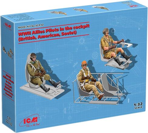 مجموعة مجسمات ICM Sprue Brothers 32112 1:32 WW2 Allies Pilots in The Cockpit (بريطانية وأمريكية وسوفياتية)، ICM32112 in Kuwait