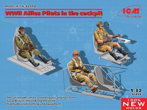 مجموعة مجسمات ICM Sprue Brothers 32112 1:32 WW2 Allies Pilots in The Cockpit (بريطانية وأمريكية وسوفياتية)، ICM32112 in Kuwait