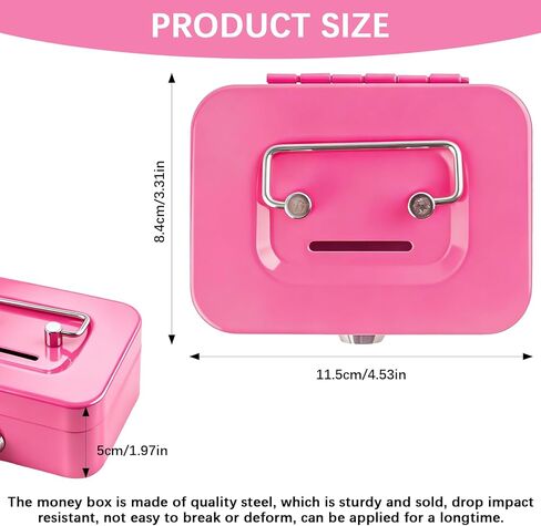 4 Pieces Money Box Cash Box with Lock and Slot Steel Organizer Piggy Bank Metal Coin Bank Gifts for Christmas New Year, Without Money Tray(Black, Green, Gray, Pink) in Saudi Arabia