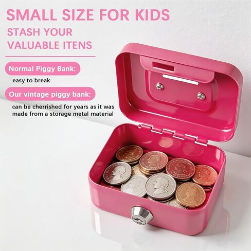 4 Pieces Money Box Cash Box with Lock and Slot Steel Organizer Piggy Bank Metal Coin Bank Gifts for Christmas New Year, Without Money Tray(Black, Green, Gray, Pink) in Saudi Arabia