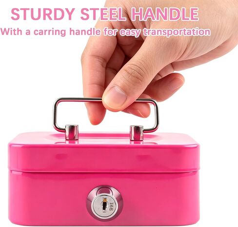 4 Pieces Money Box Cash Box with Lock and Slot Steel Organizer Piggy Bank Metal Coin Bank Gifts for Christmas New Year, Without Money Tray(Black, Green, Gray, Pink) in Saudi Arabia