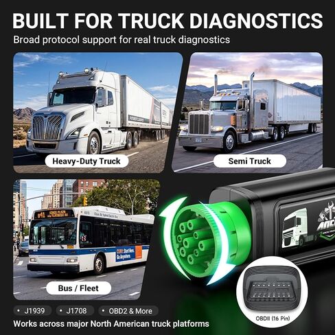 ANCEL HD210 Heavy Duty Truck Scanner, Speed Limit and Idle Adjust for Volvo & International Maxxforce Engines, Diesel Truck Scanner, All-System HDOBD/OBD2 Scan Tool, Bluetooth Lifetime Updates in Kuwait