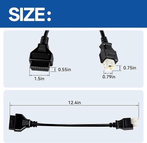 OBD2 to 4 Pin Diagnostic Cable Adapter Compatible with Honda Motorcycle ATV, Fits for K-Line Models, Not CAN Models, for Standard 16 Pin OBD2 Type Plug to the Honda 4 Pin Plug in Saudi Arabia
