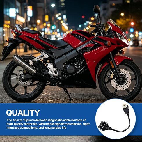 OBD2 to 4 Pin Diagnostic Cable Adapter Compatible with Honda Motorcycle ATV, Fits for K-Line Models, Not CAN Models, for Standard 16 Pin OBD2 Type Plug to the Honda 4 Pin Plug in Saudi Arabia