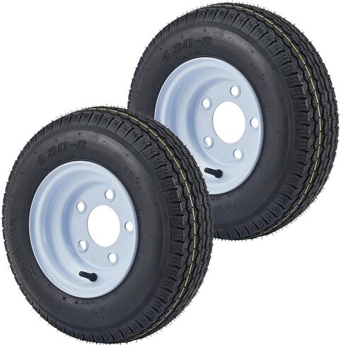 Garvee 2 Pack 4.80-8 4.80x8 480-8 إطارات مقطورة مع حواف 8 بوصة، 5 عروة على 4.5 بوصة، تجويف مركزي 2.85 بوصة، إطار مقطورة متعدد الوظائف، إطار مقطورة ومجموعة حافة in Kuwait