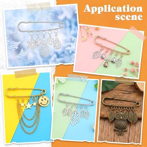 24 Pcs Large Safety Pins, Safety Pin Brooch Kilt Pins Heavy Duty Metal Blanket Pin with 5 Holes for Brooch Making DIY Jewelry Crafts Sweater Scarf Clothes Decoration Accessories (4 Colors) in Kuwait