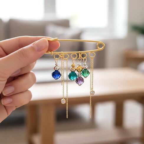 24 Pcs Large Safety Pins, Safety Pin Brooch Kilt Pins Heavy Duty Metal Blanket Pin with 5 Holes for Brooch Making DIY Jewelry Crafts Sweater Scarf Clothes Decoration Accessories (4 Colors) in Kuwait