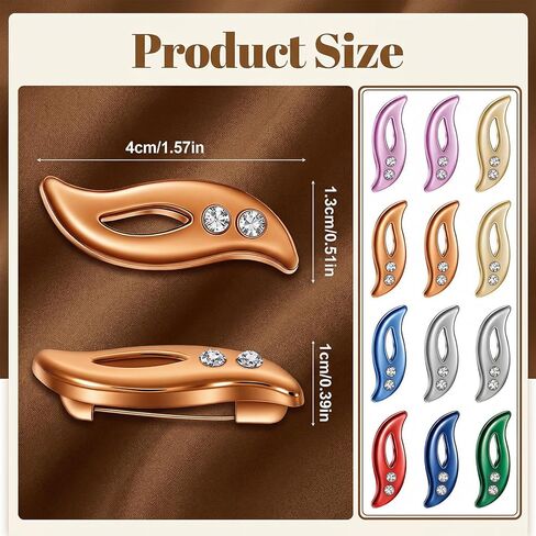 12 Pcs Hijab Pins for Women,Pins for Hijab,Non-Slip Rustproof Colorful for Muslim Girls,Shawls & Pashminas - Safety Pin Hijabs Accessories in Kuwait