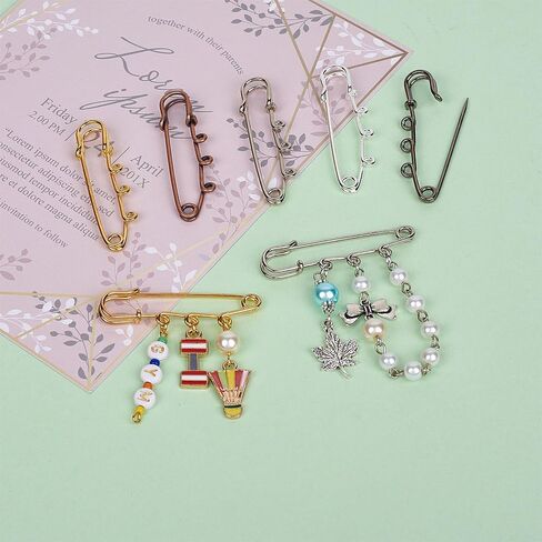 20pcs Safety Brooch Kilt Pins Findings with 3 Loops Metal Brooch Pins Kilt Pins Fasteners for Clothes Blankets Skirts Quilting Knitted DIY Crafts Jewelry Making in Kuwait