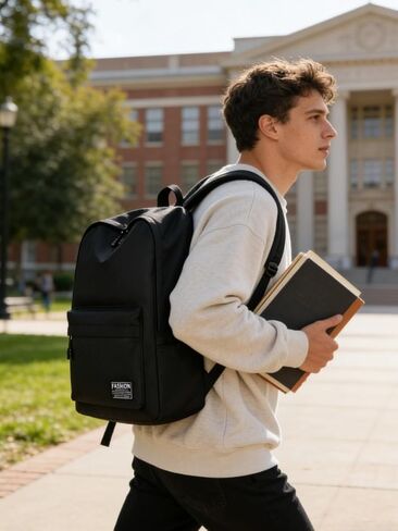 Lightweight Casual Laptop Backpack, Small Daypack Cute Unisex Bookbag for College Work Travel, Black in Kuwait