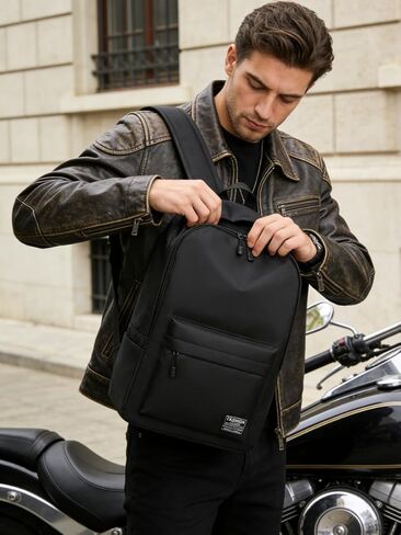 Lightweight Casual Laptop Backpack, Small Daypack Cute Unisex Bookbag for College Work Travel, Black in Kuwait