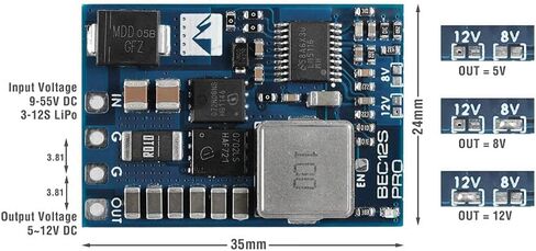 MATEKSYSSYS 12S Pro BEC - 9-55V to 5V/8V/12V - 5A - 0.5 - Blue in Kuwait