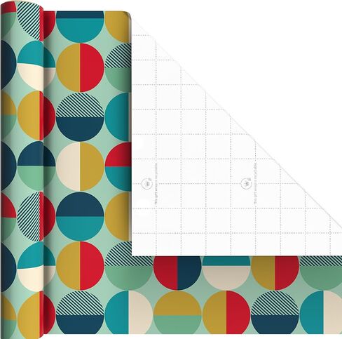 Hallmark Birthday Wrapping Paper Mini Rolls, 3-Pack (Navy Blue and Teal Stripes, Orange and Yellow Mod Circles) for Graduations, Father's Day, Easter, Any Occasion - 60 Sq. Ft. Total in Kuwait