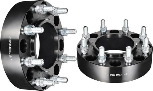 فواصل عجلات EVIL ENERGY 8x180 مقاس 1.5 بوصة لسيارة Chevy Silverado 2500 2011-2018، فواصل عجلة محورية 124.1 مم مع شفة 8 عروات، M14x1.5 مسامير سوداء قطعتين in Kuwait