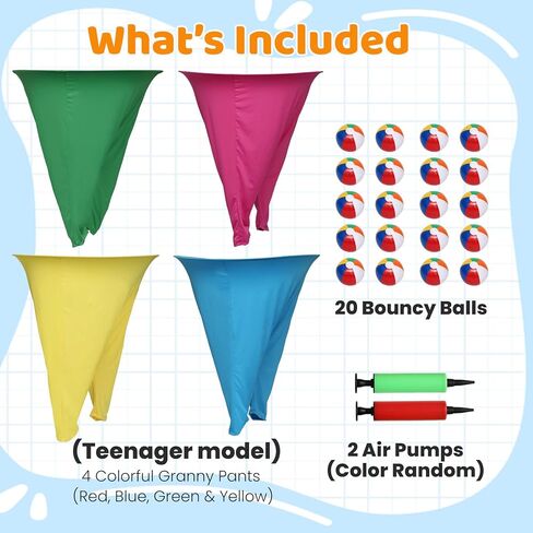 لعبة Granny Pants Yard - سراويل كبيرة الحجم قابلة للنفخ مع كرات نطاطة ومضخة هواء، لعبة مرحة في الهواء الطلق لحفلات الفناء الخلفي، والأيام الميدانية، وتجمعات البالغين ولم شمل الأسرة in Kuwait