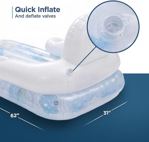 2-Pack Inflatable Pool Float Loungers for Adults, Floating Chairs for Inside Pool with Back Support and Cup Holders (Marble Blue) in Kuwait