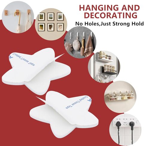 Heavy Duty & Removable Mounting Tape - 45 Piece Multi-Shape Adhesive Set for Damage-Free Hanging on Painted Walls in Saudi Arabia
