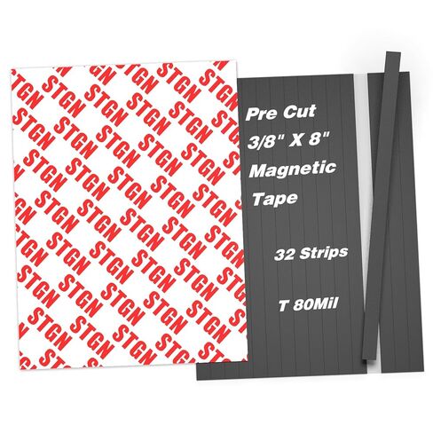 STTMGN 3/8" Thin Magnetic Tape with Adhesive Backing,Anisotropic Magnet Strip,Pre-Cut Length 8" - 32 Strips-Thickness 80 Mil in Saudi Arabia