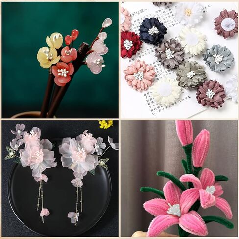 1200Pcs White Pearl Double Heads Flower Stamens, 2 mm Flower Stamens for Flower Making, Handmade Artificial Floral Pistil for Crafts Wedding Bouquet Scrapbook Decoration in Saudi Arabia