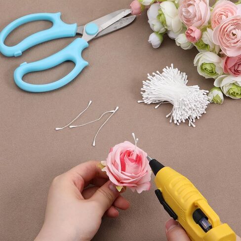 1200Pcs White Pearl Double Heads Flower Stamens, 2 mm Flower Stamens for Flower Making, Handmade Artificial Floral Pistil for Crafts Wedding Bouquet Scrapbook Decoration in Saudi Arabia