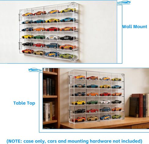 Acrylic Display Case for Hot Wheels 1/64 Scale, 24 Slots Toy Car Display Organizer Wall Mount or Desktop Diecast Model Car Showcase for Matchbox Storage Clear Collectible Model Storage in Kuwait
