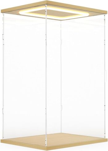 DuvinDD Acrylic Display Case for Labubu Zimomo Large Doll Collectibles, 23.6 inch Tall Large Display Box with LED Light Top, Clear Dustproof Protective Showcase for Lego Figure(13.8x11.8x23.6inch) in Saudi Arabia