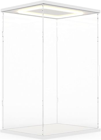DuvinDD Acrylic Display Case for Labubu Zimomo Large Doll Collectibles, 23.6 inch Tall Large Display Box with LED Light Top, Clear Dustproof Protective Showcase for Lego Figure(13.8x11.8x23.6inch) in Saudi Arabia