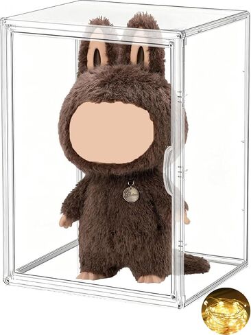 DuvinDD Acrylic Display Case for Labubu Zimomo Large Doll Collectibles, 23.6 inch Tall Large Display Box with LED Light Top, Clear Dustproof Protective Showcase for Lego Figure(13.8x11.8x23.6inch) in Saudi Arabia