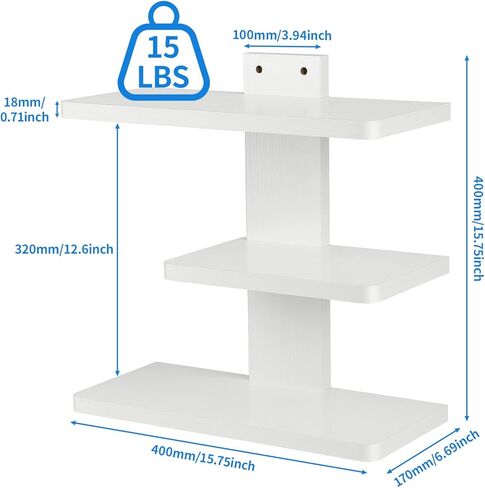 3 Tier Wall Mounted Display Shelf with Lighting Display Case Shadow Box with RGB Lights LED Display Cabinet for Collectibles,Dolls,Blocks,Perfumes,Small Plants,Toys White in Saudi Arabia