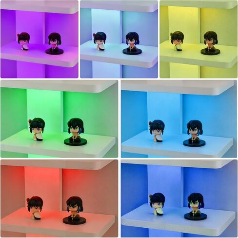3 Tier Wall Mounted Display Shelf with Lighting Display Case Shadow Box with RGB Lights LED Display Cabinet for Collectibles,Dolls,Blocks,Perfumes,Small Plants,Toys White in Saudi Arabia
