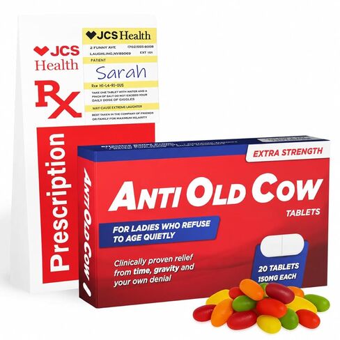 Anti Old Cow Funny Birthday Gifts for Women - 60th, 50th, 40th, 30th for her, Bday Present for Elderly Woman, Retirement Gag Gifts for Mother’s Day, Mom, Wife, Sister, Grandma, Female Friend Joke in Saudi Arabia
