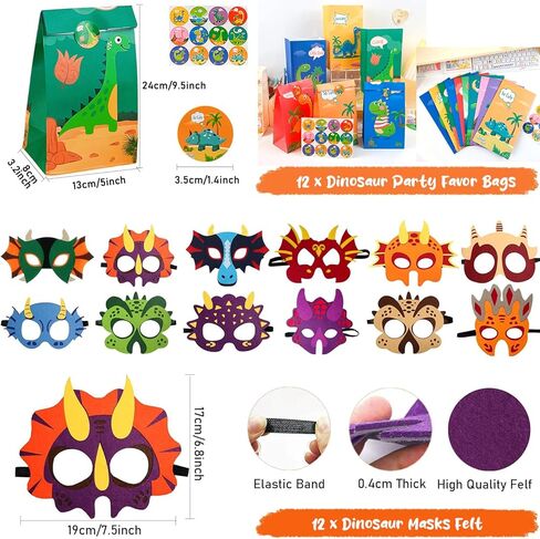 204Pcs Dinosaur Party Favors Bulk for 12 Kids, Dino Goodie Bags Stuffers Include 10 Styles Stuff for Dinosaur Birthday Decorations Supplies, Return Gifts,Goody Bags Filler,Pinata Fillers in Saudi Arabia