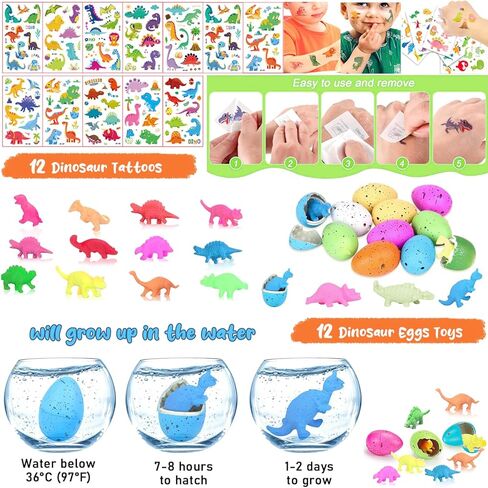 204Pcs Dinosaur Party Favors Bulk for 12 Kids, Dino Goodie Bags Stuffers Include 10 Styles Stuff for Dinosaur Birthday Decorations Supplies, Return Gifts,Goody Bags Filler,Pinata Fillers in Saudi Arabia