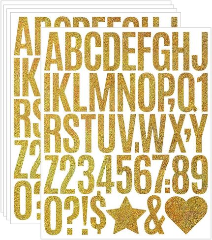 280 Pcs 2 Inch Vinyl Alphabet Stickers Letter Stickers Waterproof Self Adhesive Glitter Scrapbook Crafts 5 Sheets in Kuwait