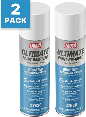 LAUCO Ultimate Paint Remover Spray Industrial Strength Fast Acting Paint Stripper Removes Automotive Coatings 2K Finishes Works on Metal Fiberglass and Chloride Free 37528 (2) in Kuwait