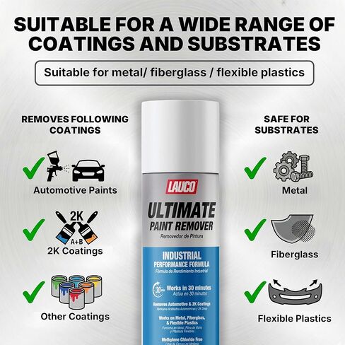 LAUCO Ultimate Paint Remover Spray Industrial Strength Fast Acting Paint Stripper Removes Automotive Coatings 2K Finishes Works on Metal Fiberglass and Chloride Free 37528 (2) in Kuwait