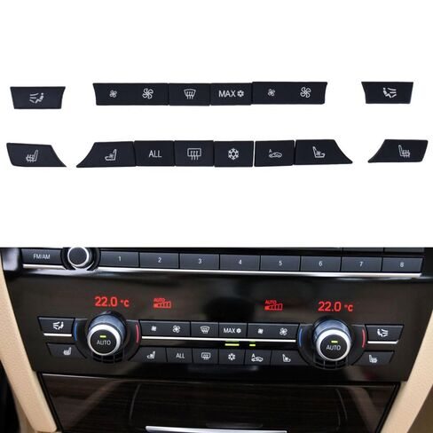 14 قطعة من أزرار التحكم في المناخ AC، مفتاح مروحة سخان تكييف الهواء AC وأغطية حجم الرياح لسيارات BMW 5 6 7 X5 X6 Series F10 F11 F07 F06 F12 F01 F02 F15 F16 (الطراز C 14 قطعة) in Kuwait
