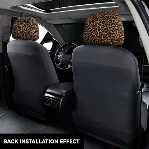 2pcs Car Headrest Covers for Truck SUV Van Brown Leopard Print Head Rest Wrap Protection Classical Universal Seat Head Rest Protector for Men Women in Saudi Arabia