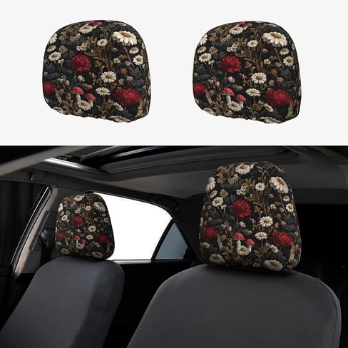 2pcs Car Headrest Covers for Truck SUV Van Brown Leopard Print Head Rest Wrap Protection Classical Universal Seat Head Rest Protector for Men Women in Saudi Arabia