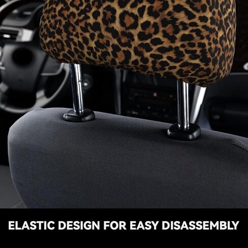 2pcs Car Headrest Covers for Truck SUV Van Brown Leopard Print Head Rest Wrap Protection Classical Universal Seat Head Rest Protector for Men Women in Saudi Arabia