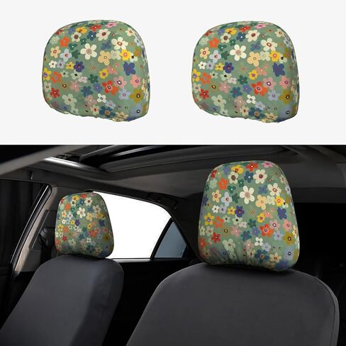 2pcs Car Headrest Covers for Truck SUV Van Brown Leopard Print Head Rest Wrap Protection Classical Universal Seat Head Rest Protector for Men Women in Saudi Arabia