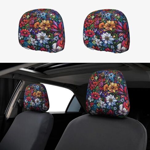 2pcs Car Headrest Covers for Truck SUV Van Brown Leopard Print Head Rest Wrap Protection Classical Universal Seat Head Rest Protector for Men Women in Saudi Arabia
