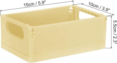 1 Pack Yellow Mini Plastic Folding Storage Crate - 5.9x3.93x2.28-inch Square Storage Basket for Desktop, Drawer, Bathroom, Bedroom, Office & Classroom Organization (Decorative Organizer) in Kuwait