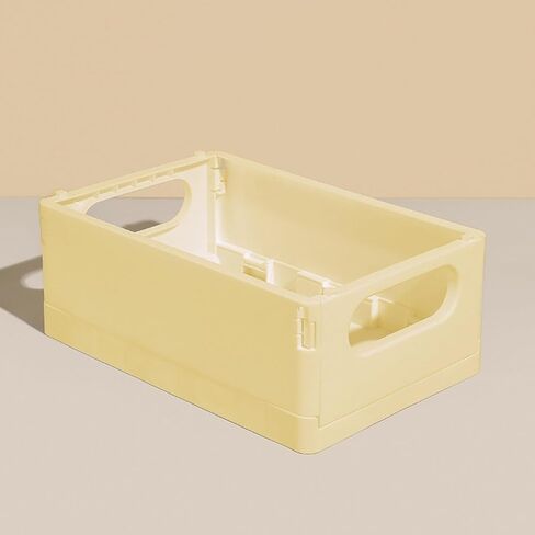 1 Pack Yellow Mini Plastic Folding Storage Crate - 5.9x3.93x2.28-inch Square Storage Basket for Desktop, Drawer, Bathroom, Bedroom, Office & Classroom Organization (Decorative Organizer) in Kuwait