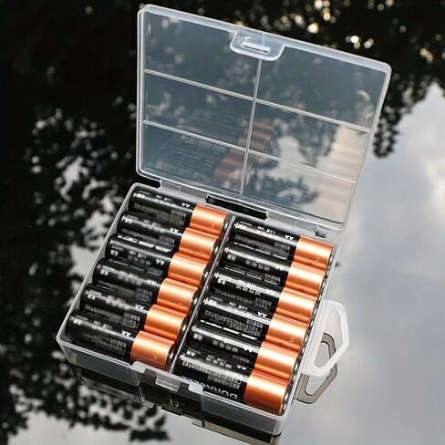 12-section AA battery storage box, made of transparent plastic, with space-saving design, suitable for home, office and travel storage, AA in Kuwait