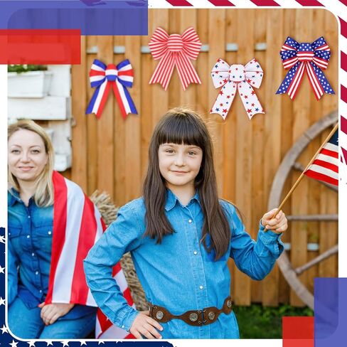 Riceshoot 6 Rolls 250th Birthday Decoration 250th Anniversary Wired Ribbon 30 Yards American Patriotic Wired Edge Ribbon 4th of July Decorative for Independence Day Memorial Day DIY Crafts in Kuwait
