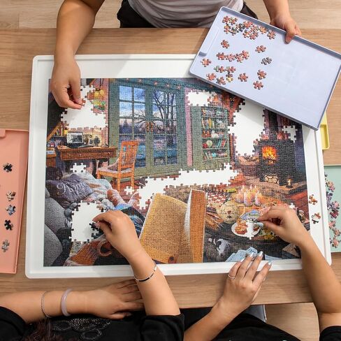 1000 Pieces Rotating Plastic Puzzle Board with Drawers and Cover, 30"x22" Portable Jigsaw Puzzle Table for Adults, Lazy Susan Spinning Puzzle Boards in Saudi Arabia