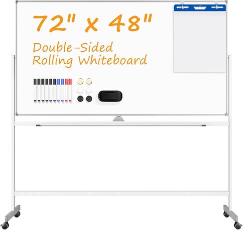 Rolling White Board on Wheels, 72" x 48" Large Dry Erase Board with Stand, Big Rolling Whiteboard for Home, Office, School (72" x 48") in Saudi Arabia
